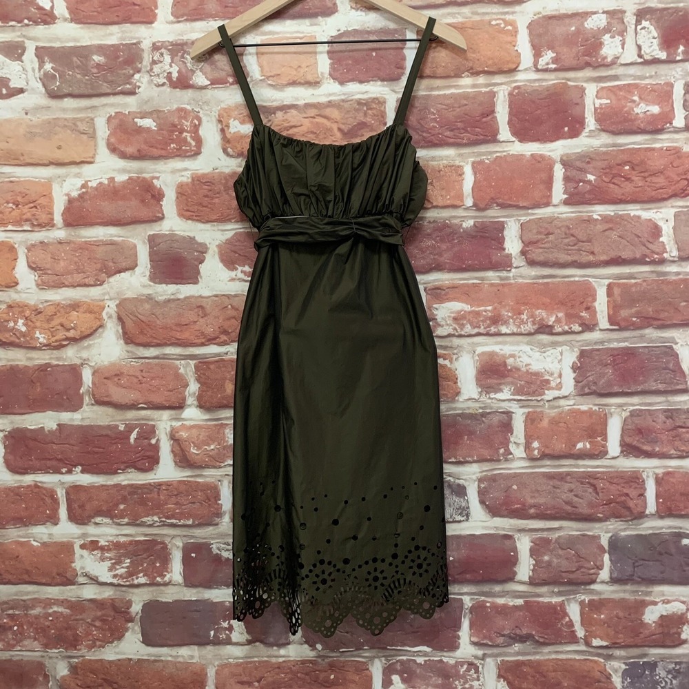 Antonio Melani Dress Women's 8 Dark Green Eyelet Hem Accent Casual Evening
